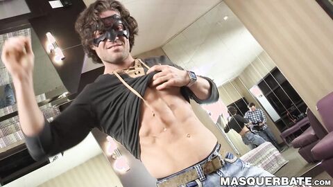 Perfect build Sebastien sensually touches his muscles and long dong