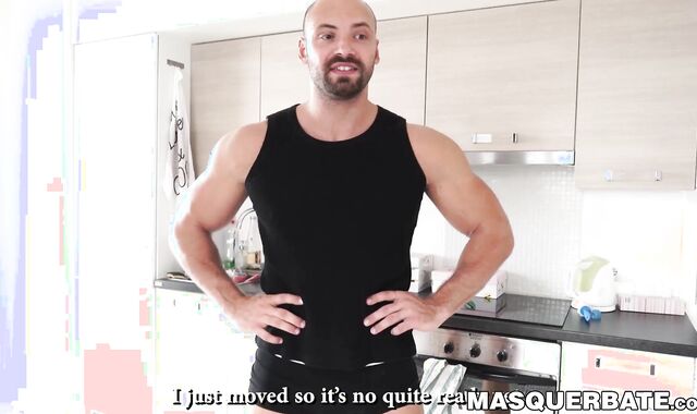 Beefy Thomas Friedl spanking his ass then hot solo jerking session