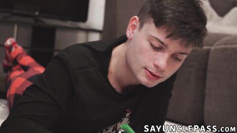 Horny Marco Bianchi and Ryan Bailey unwrap Santa's massive cock