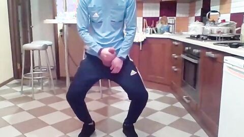 Cumming in my New Kitchen with my Big Cock