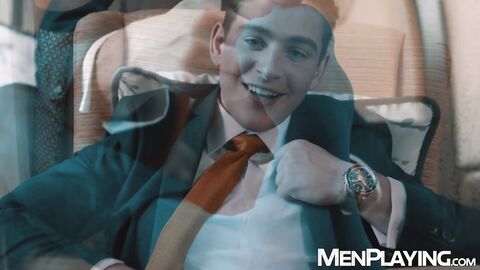 Youthful businessman Reno Gold pulls out his cock for stroking