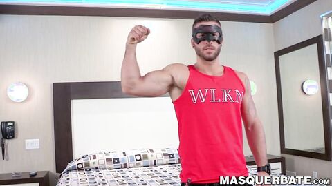 Alluring hunk with nice biceps Junior wanks dick with a fleshlight