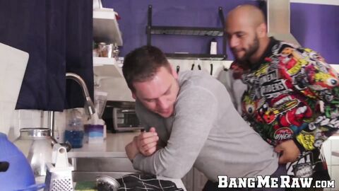 Hans Berlin has his tight ass stuffed with Leo Fortes raw tube