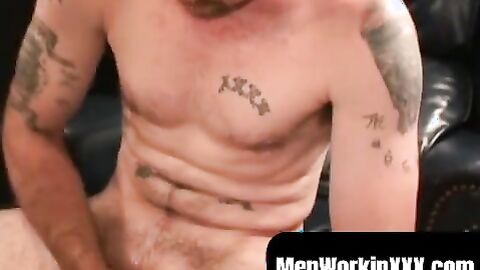 MenWorkinXXX.com - Rough-looking amateur makes his thick dick explode with cum