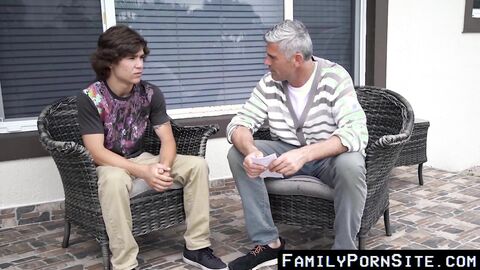 FamilyPornSite.com - Twink's pounding by stepdad and friend in a wild threesome