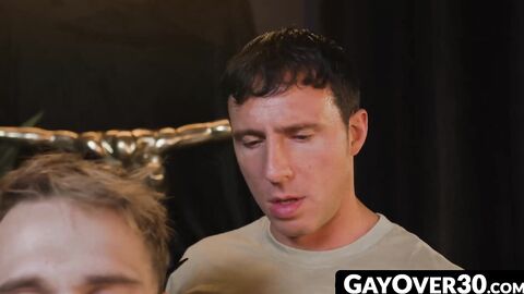 GayOver30.com - Big dude Reese Rideout's raw anal domination of inked customer Marcus