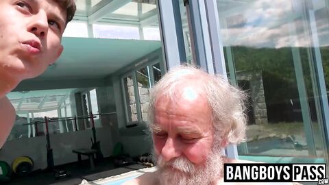 Silver daddy Faun devours the young appetizing cock of Peter M