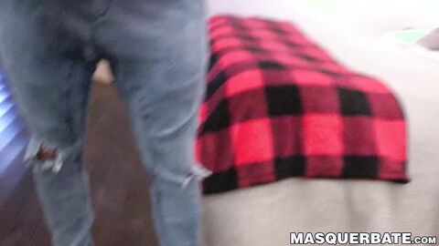 Sexy bearded hunk Zack Lemec treats his cock with nice strokes