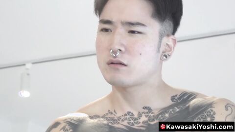 KawasakiYoshi.com - Yoshi Kawasaki torments his nipples while stroking his erect cock