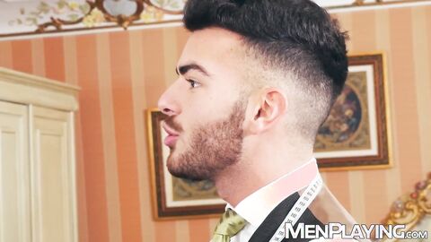 Suited hunk Pol Prince moans as Adam Franco pounds deep