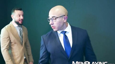 Mega hung Sir Peter spreads Alan Vicenzo ass wide and pounds him