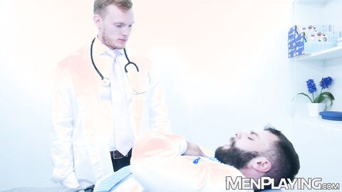 Medical intern Sean Weiss is stretched by Dr Diego Reyes