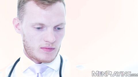 Medical intern Sean Weiss is stretched by Dr Diego Reyes