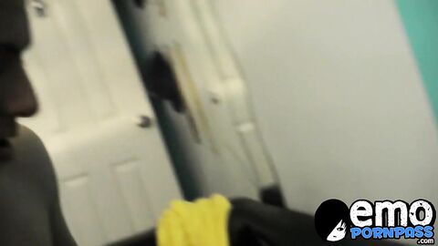 Gay with a massive cock enjoys blowjob before bareback