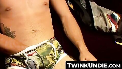 TwinkUndie.com - Underwear hole eating leads to intense twink anal session