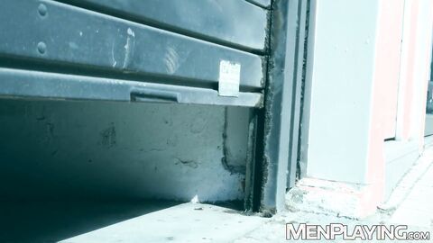 Suited Dan Tyser bends over for Oskar Ivans deep drilling