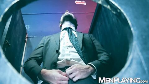 Horny Drew Dixon is bred deep at gloryhole by Muscular Leo La Rosa