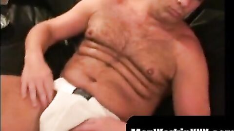 MenWorkinXXX.com - Mature dude pleasures his cock and balls with electric sex toys