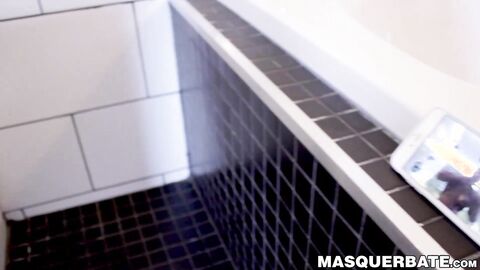 Tank build dude Brad exposes his abs and big dick in the shower