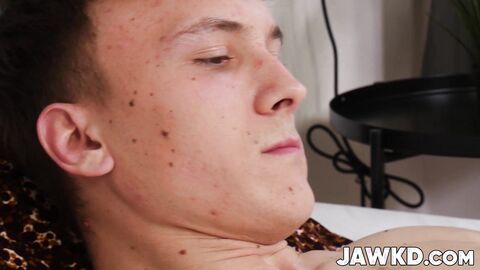 Taylor Hawk jerks off in bed teasing himself until his balls burst