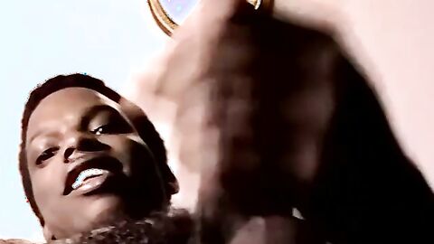 Young black amateur strokes his BBC monster and cums