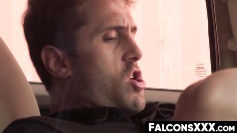 FalconsXXX.com - Sexy Wesley Woods and Alam Wernik face fucking hard in a car sex sce