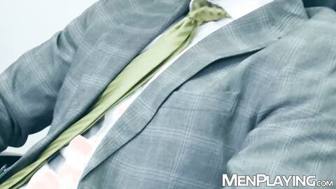 Suited Apolo Adri is ass pounded hard in the office by Dan Tyser