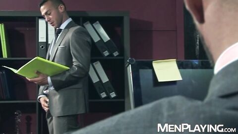 Suited hunk Alex Marte drills Pablo Nunez roughly