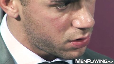 Suited hunk Alex Marte drills Pablo Nunez roughly