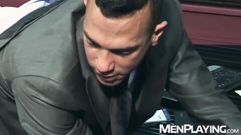 Suited hunk Alex Marte drills Pablo Nunez roughly