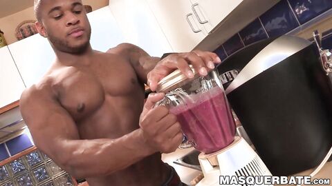 Extremely buffed Adam has a big black cock that wants to jizz