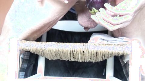 Old Gaping Ass Takes a Big Eggplant