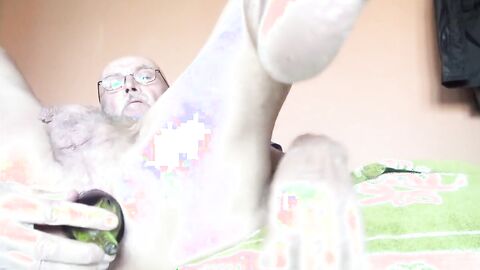 Old Gaping Ass Takes a Big Eggplant