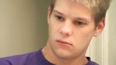 Pretty twink jerks off and cums while taking it in the ass