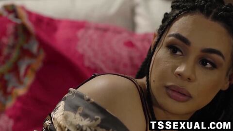 TSSexual.com - TS Eva Maxim thrusts and cums on my bald cunt