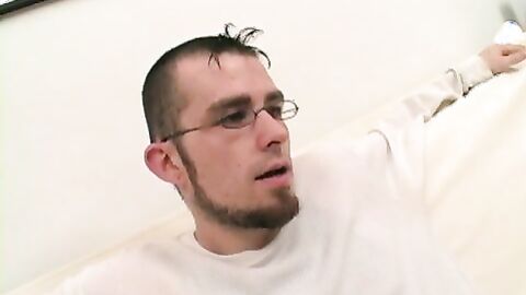 Hardcore solo cock rocking by bearded Kyle who cant wait to spill some jizz