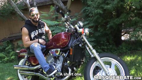 Alluring hottie Zack Lemec solo jerks his savory dick outdoors