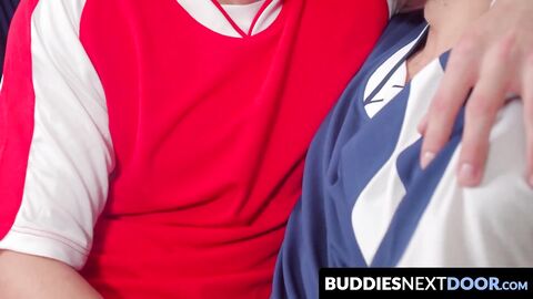 BuddiesNextDoor.com - Four hunky gays enjoy a hardcore bareback foursome