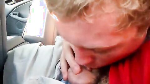 Sucking my buddy's big cock in the car