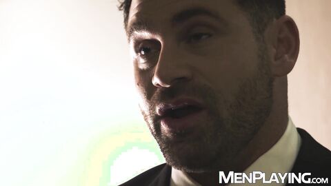 Beefy suited hunks Beau Butler and Sir Peter ravenously bareback