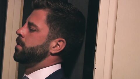 Suited Hector de Silva and Josh Milk use gloryhole for breeding