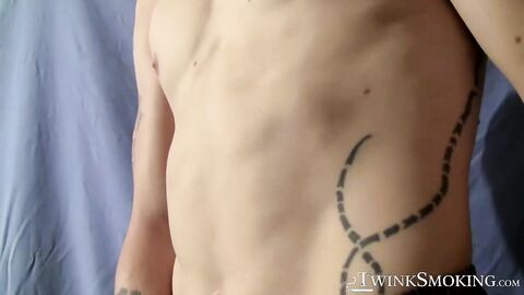 Stroking horny cock while puffing cig by sexy Lex