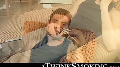 Ten inches cock stroking while smoking by hung Levi