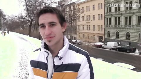 CZECH HUNTER 395 - Cute Hunk Whips Out His Dick In The Snow Then Goes All In
