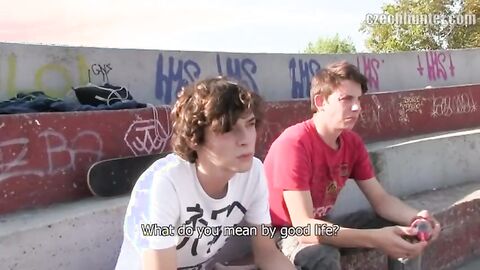 CZECH HUNTER 375 - Skateboarding Twinks Get Paid To Be In A Raw Threesome