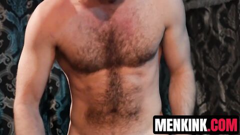 Hairy chested Alex Hawk FINGERS his ass before plugging DILDO into it