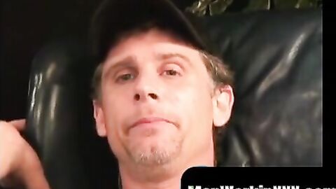 MenWorkinXXX.com - Older gay dude strokes his cock and covers himself in hot cum