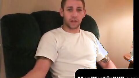 MenWorkinXXX.com - Tattooed amateur gay strokes his juicy cock until he comes hard