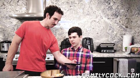 Kinky stepfather barebacks twink and cums on his cute face