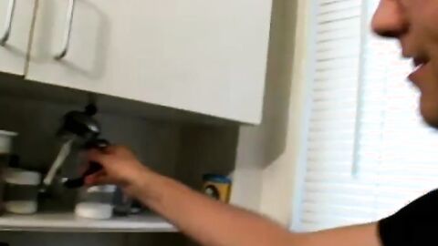 Nerdy Owen Ferral jerked his rod and shoots his creamy load in the sink